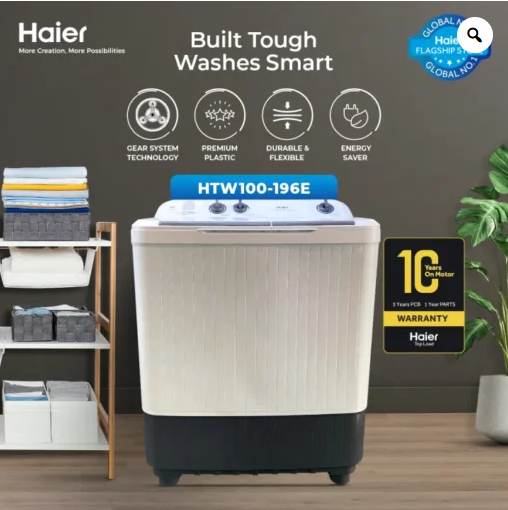 Haier HTW 100-196E 10KG Twin Tub Washing Machine Semi Automatic